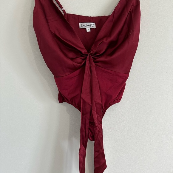 Showpo red satin bodysuit US size 4 - Picture 2 of 5